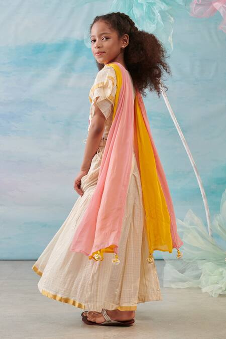 Buy Cute Couture Beige , Silk, Lurex, Satin, Floral Ruffle Blouse And Lehenga Set Online at Aza Fashions Buy_Cute Couture_Beige , Silk, Lurex, Satin, Floral Ruffle Blouse And Lehenga Set _Online_at_Aza_Fashions