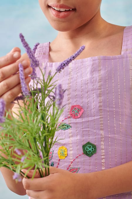 Shop Cute Couture Purple Cotton Silk Lurex Embroidery Floral Crop Top With Pant Online at Aza Fashions Shop_Cute Couture_Purple Cotton Silk Lurex Embroidery Floral Crop Top With Pant _Online_at_Aza_Fashions