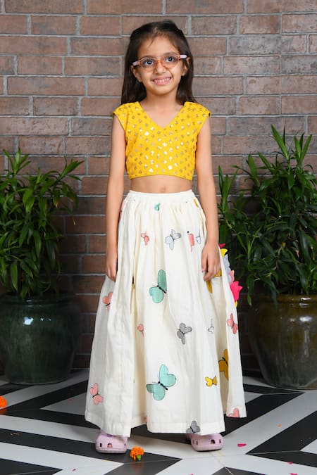 APRICOTKIDS Butterfly Embroidered Lehenga With Sequined Blouse 