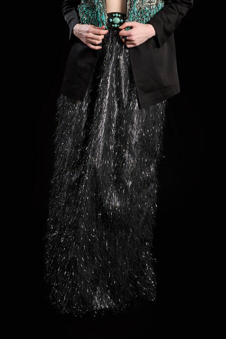 Buy Rara Avis Silver Polyester Aari Hair Raising Willow Skirt Online at Aza Fashions Buy_Rara Avis_Silver Polyester Aari Hair Raising Willow Skirt _Online_at_Aza_Fashions