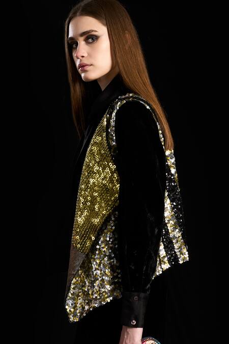 Rara Avis Black Velvet Tie-up Tie Up Shirt Online at Aza Fashions Rara Avis_Black Velvet Tie-up Tie Up Shirt _Online_at_Aza_Fashions