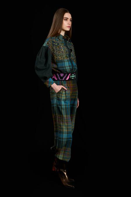 Shop_Rara Avis_Multi Color Cotton Print Checks Indus Checkered Pant _Online_at_Aza_Fashions