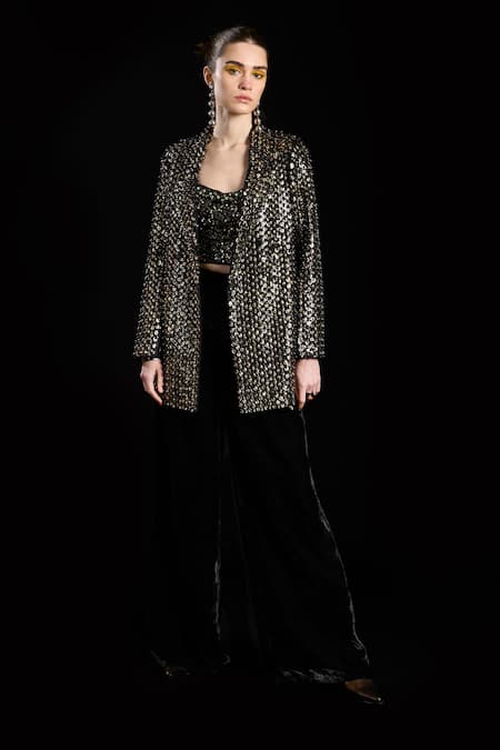 Rara Avis Sequins Hand Embroidered Blazer 