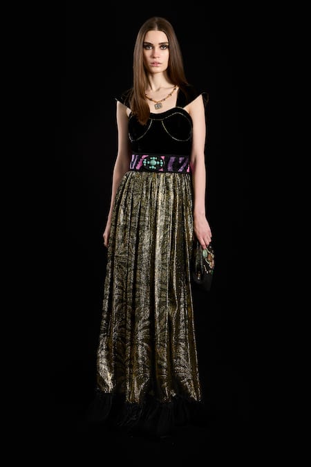 Rara Avis Woven Palm Tree Bralet Dress 