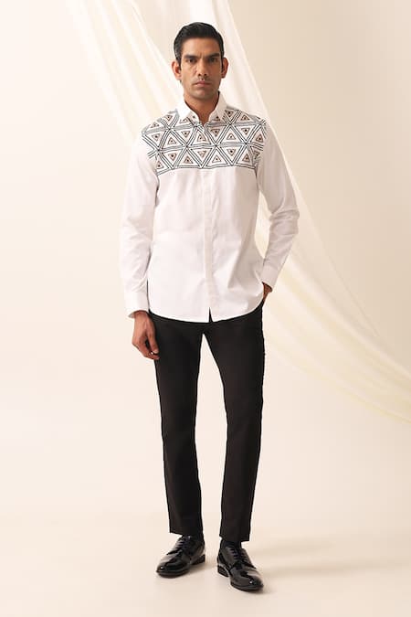 Seven Kaleidoscope Abstract Motif Embroidered Shirt 