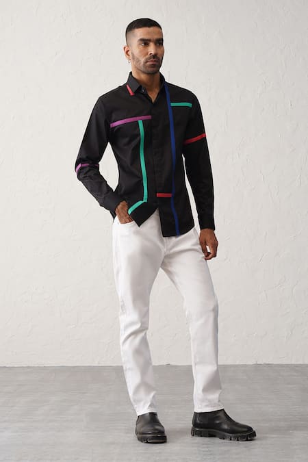 Seven Polychromatic Striped Button Down Shirt 