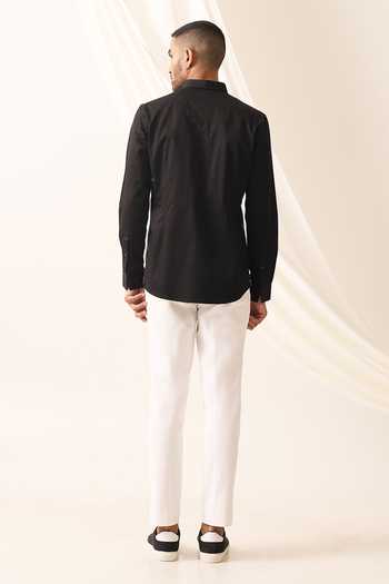 Buy Black Cotton Wave Pattern Shirt For Men by Seven Online at Aza ...