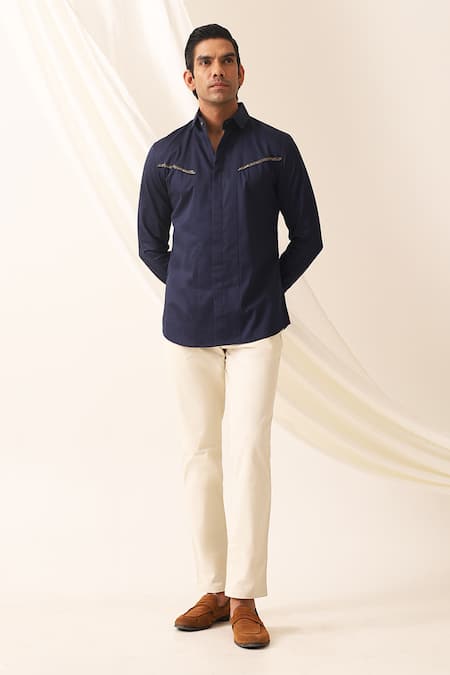 Seven Embroidered Front Cotton Shirt 