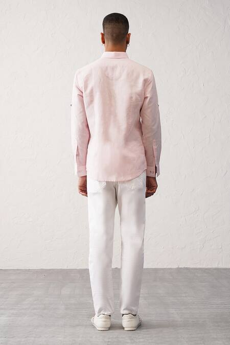 Shop_Seven_Pink Cotton Floating Pocket Shirt_at_Aza_Fashions