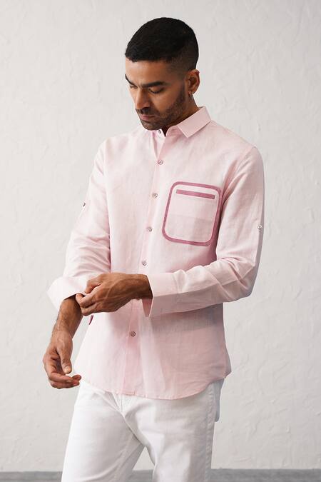 Buy_Seven_Pink Cotton Floating Pocket Shirt_Online_at_Aza_Fashions