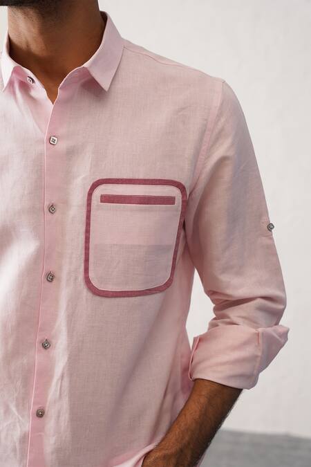 Shop_Seven_Pink Cotton Floating Pocket Shirt_Online_at_Aza_Fashions