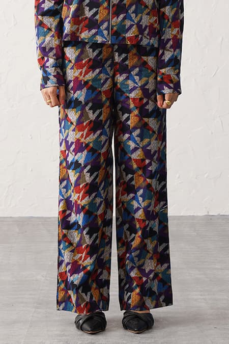 Seven_Multi Color Cotton, Twill Collared Aurora Printed Shirt And Pant Co-ord Set_Online_at_Aza_Fashions