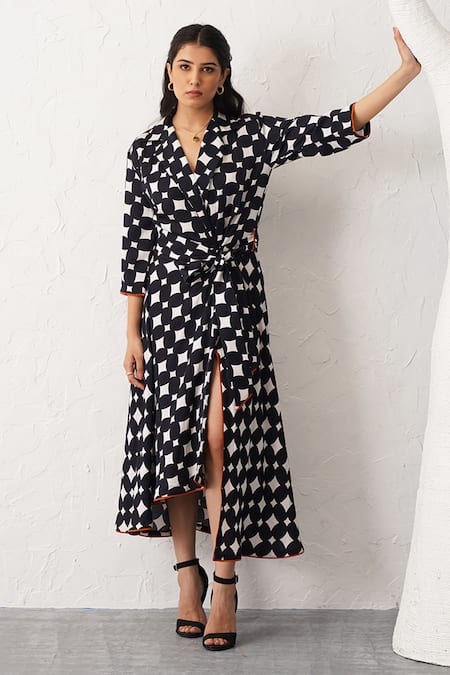 Seven Polka Dot Printed Wrap Dress 