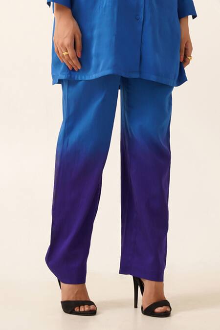 Buy Seven Blue Collared Ombre Tunic And Pant Set Online at Aza Fashions Buy_Seven_Blue Collared Ombre Tunic And Pant Set_Online_at_Aza_Fashions
