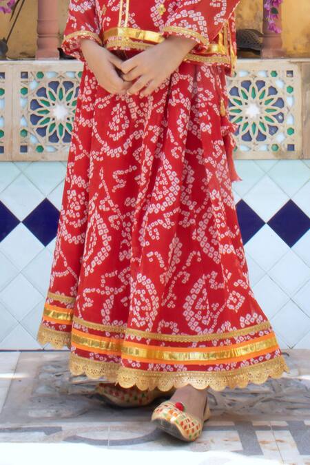 Buy Laadlo Red Print Raat Ki Rani Lehenga Set Online at Aza Fashions Buy_Laadlo_Red Print Raat Ki Rani Lehenga Set_Online_at_Aza_Fashions