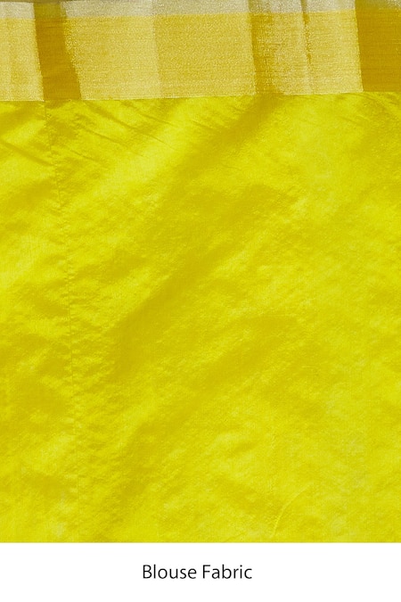 Mint N Oranges_Blue Chanderi V-neck Saree With Unstitched Blouse Fabric _at_Aza_Fashions