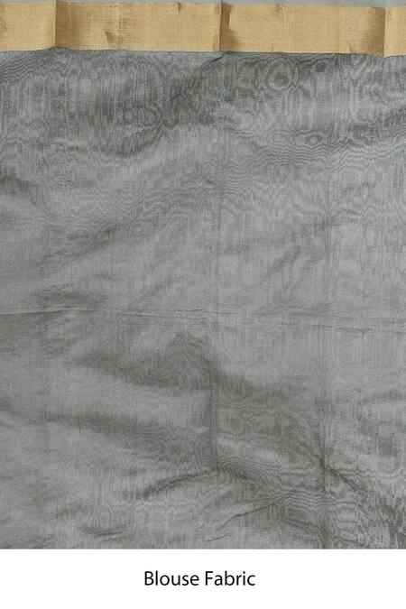 Buy_Mint N Oranges_Black Chanderi Handwoven Saree With Unstitched Blouse Fabric