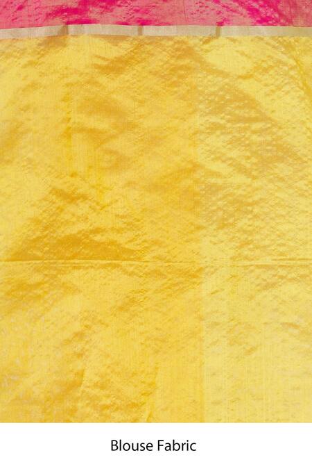 Mint N Oranges_White Handloom Cotton, Chanderi Handwoven Saree With Unstitched Blouse Fabric_at_Aza_Fashions