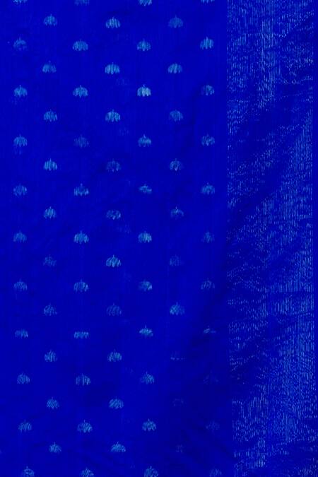 Buy Mint N Oranges Blue Chanderi Silk Embroidery Lotus Pattern Saree With Unstitched Blouse Fabric Buy_Mint N Oranges_Blue Chanderi Silk Embroidery Lotus Pattern Saree With Unstitched Blouse Fabric