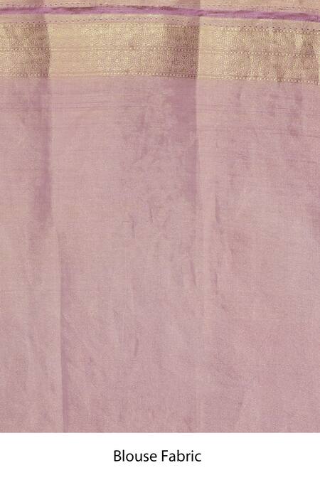 Mint N Oranges_Blue Silk, Tissue Chevron Banarasi Saree With Unstitched Blouse Fabric_at_Aza_Fashions