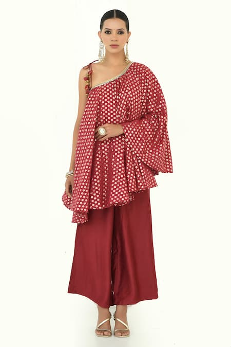 Rishi and Vibhuti x AZA Floral Woven Flared Top & Pant Set 