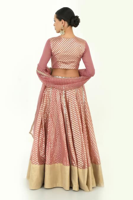 Rishi and Vibhuti X AZA Chevron Pattern Lehenga Set 