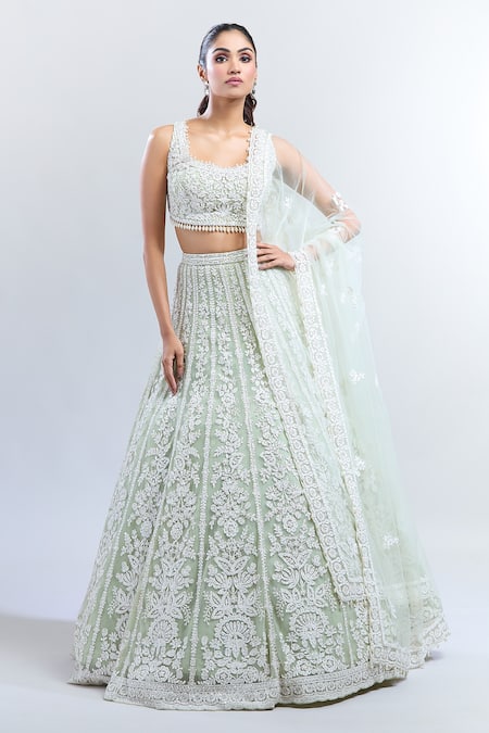 Seema Gujral Floral Embroidered Bridal Lehenga Set 