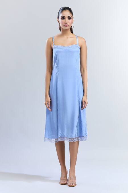 Anushree Reddy_Blue Organza, Crepe Embroidery Round , Square Floral Wrap Jacket Dress _at_Aza_Fashions