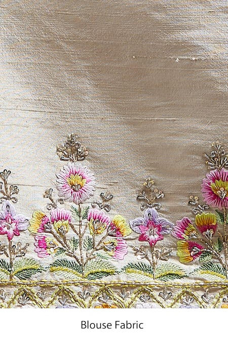 Buy Anushree Reddy Ivory Organza Embroidery Tutty Fruity Saree With Unstitched Blouse Piece Buy_Anushree Reddy_Ivory Organza Embroidery Tutty Fruity Saree With Unstitched Blouse Piece