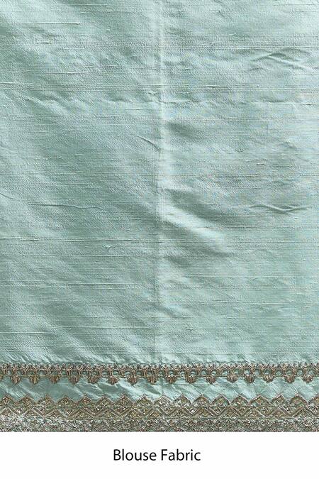 Anushree Reddy_Green Organza Sequins, Zari Zardozi Saree With Unstitched Blouse Piece _at_Aza_Fashions