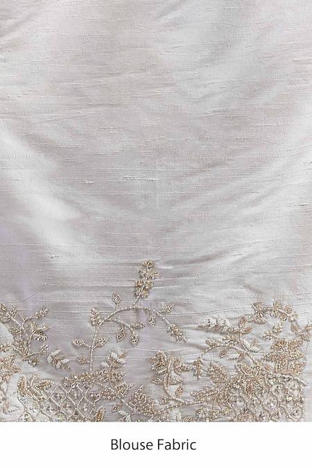 Anushree Reddy_Ivory Organza Cut Work, Inara Embroidered Saree With Unstitched Blouse Piece _at_Aza_Fashions