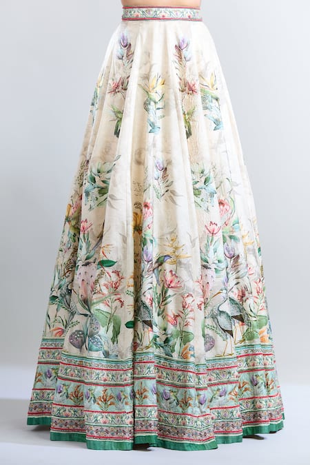 Kalista_Multi Color Embroidery Round Neck Veronica Botanic Pattern Lehenga And Blouse Set _at_Aza_Fashions