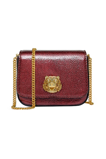 Sabyasachi Mulberry - Purple Embellished Baby Tiger Sling Bag 