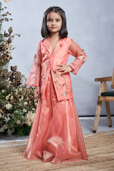 Vivedkids Floral Garden Embellished Jacket With Sharara 