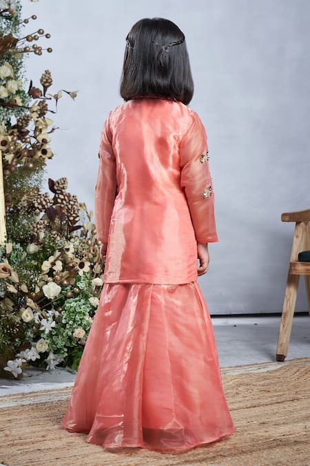 Vivedkids Floral Garden Embellished Jacket With Sharara 