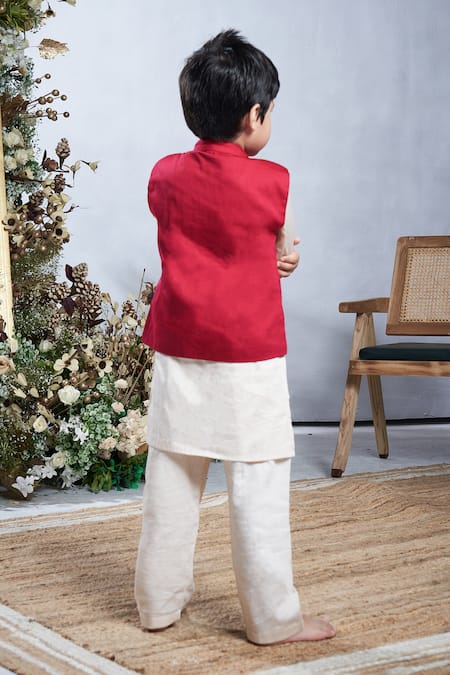 Vivedkids Lotus Embroidered Bundi Kurta Set 