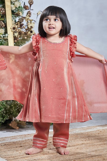 Vivedkids Sequin Embellished Gathered Kurta Pant Set 