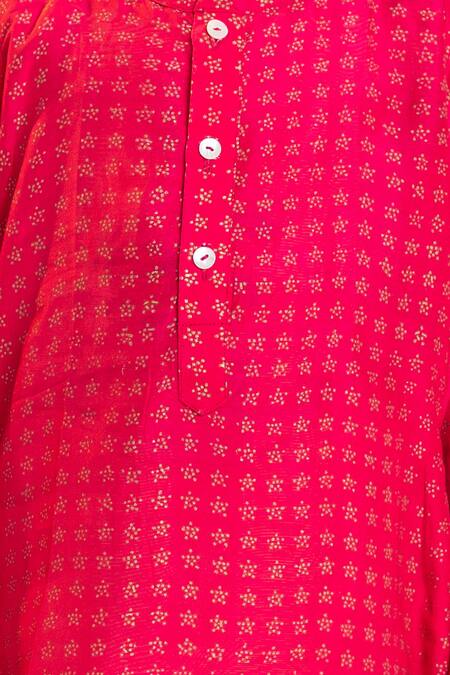 MR Brat Pink Muslin, Cotton Embroidery Star Dot Print Kurta With Pant Online at Aza Fashions MR Brat_Pink Muslin, Cotton Embroidery Star Dot Print Kurta With Pant _Online_at_Aza_Fashions