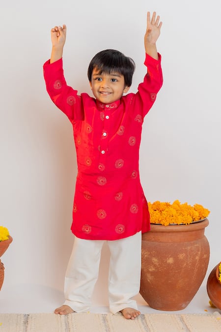 Mr Brat Moon & Dot Print Kurta With Pant 