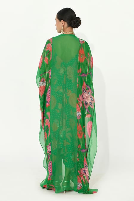 Rishi and Vibhuti Kabeera Floral Print Dress With Overlay 