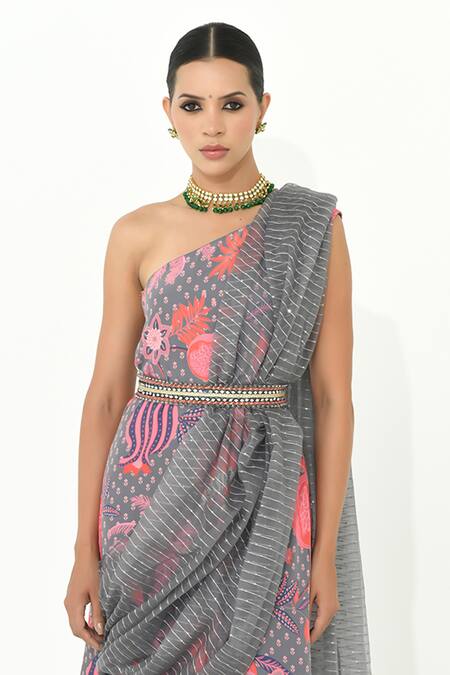 Rishi and Vibhuti Multi Color Organza, Crepe, Chiffon Sassy Flower Bloom Print Dress And Dupatta Set Online at Aza Fashions Rishi and Vibhuti_Multi Color Organza, Crepe, Chiffon Sassy Flower Bloom Print Dress And Dupatta Set _Online_at_Aza_Fashions