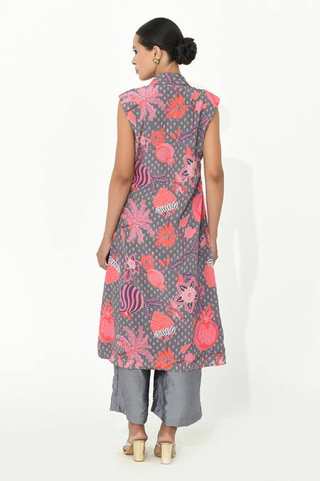 Rishi and Vibhuti Eclectic Edge Floral Bloom Print Tunic With Pant 