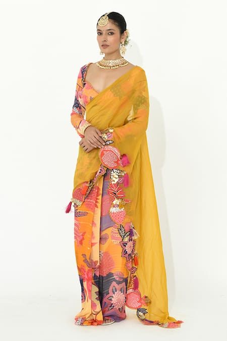 Rishi and Vibhuti Sizzle Bay Printed Saree With Blouse 