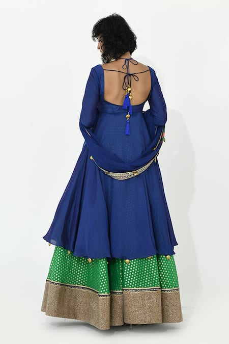 Rishi and Vibhuti Indie Mirror Embroidered Anarkali Skirt Set 