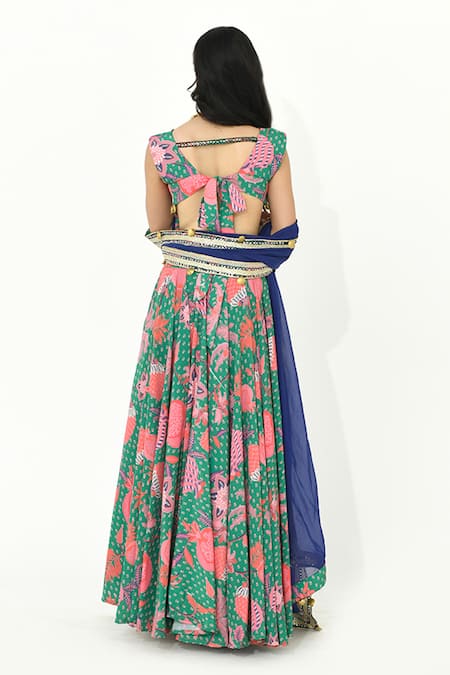 Rishi and Vibhuti Boho Florette Print Lehenga Set 