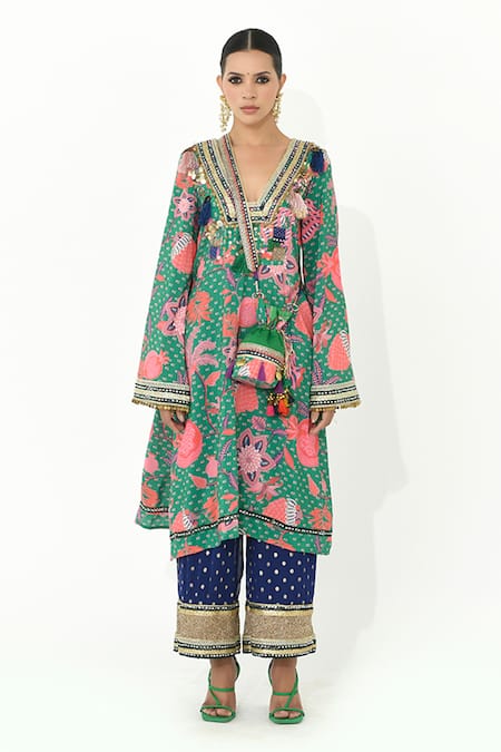 Rishi and Vibhuti Bloom Print Kurta & Pant Set 