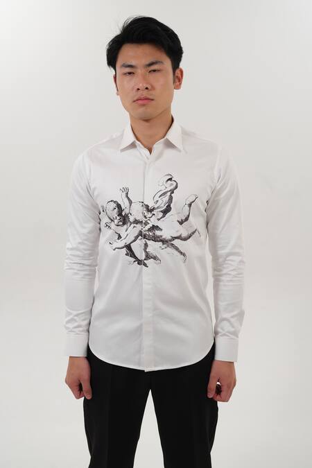 Buy House Of Koa White Cotton Satin Printed Cupid Touch Shirt Online at Aza Fashions Buy_House Of Koa_White Cotton Satin Printed Cupid Touch Shirt _Online_at_Aza_Fashions