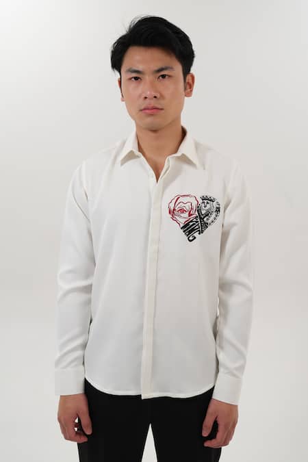 Buy House Of Koa White Crepe Embroidered Thread Placement Shirt Online at Aza Fashions Buy_House Of Koa_White Crepe Embroidered Thread Placement Shirt _Online_at_Aza_Fashions
