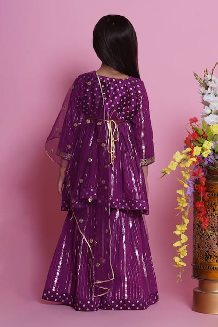 Little Bansi Ghungroo Embroidered Kurta Sharara Set 