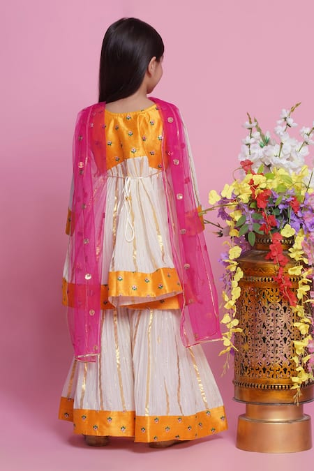 Little Bansi Floral Embroidered Kurta Sharara Set 